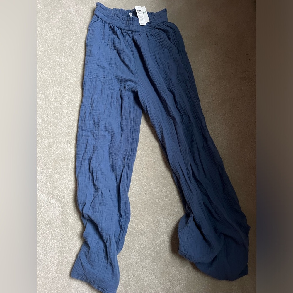 NWT aerie high waisted cover up pants in medium blue